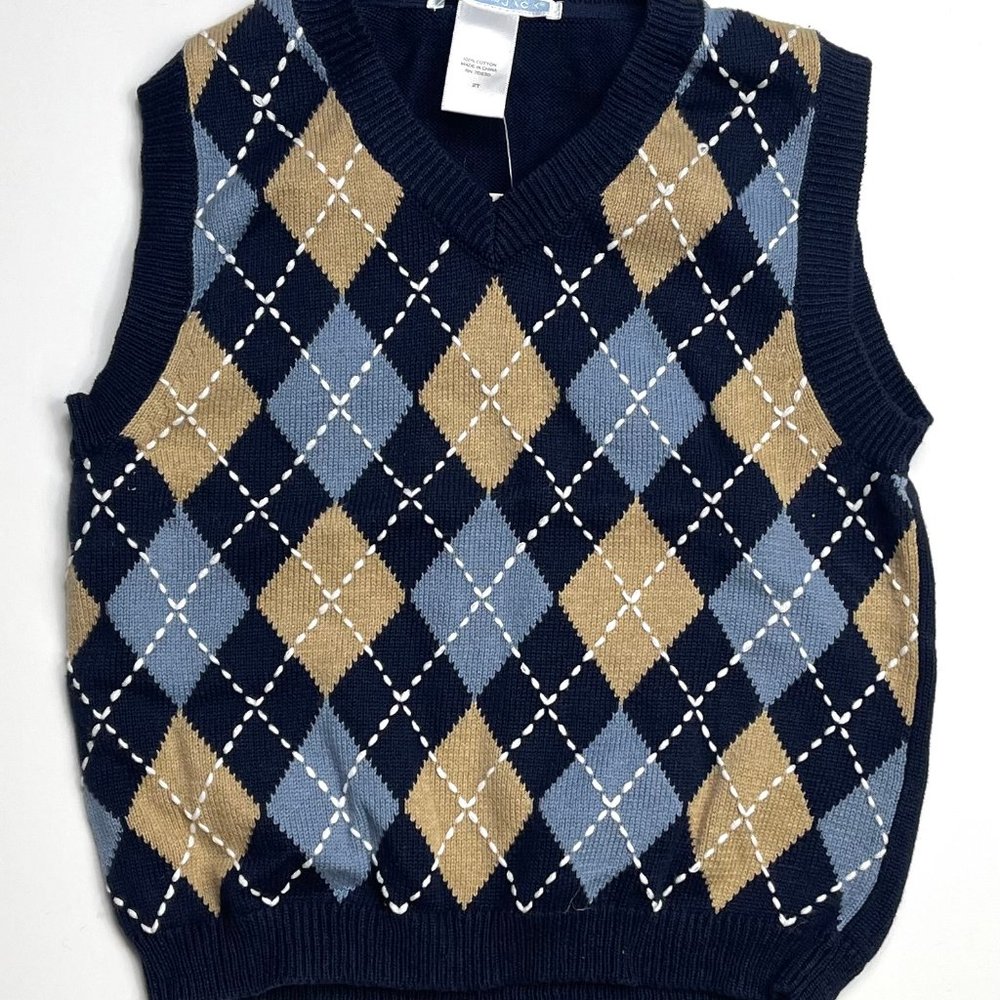 New Janie and Jack Boys Argyle Sweater Vest sz 12-18m